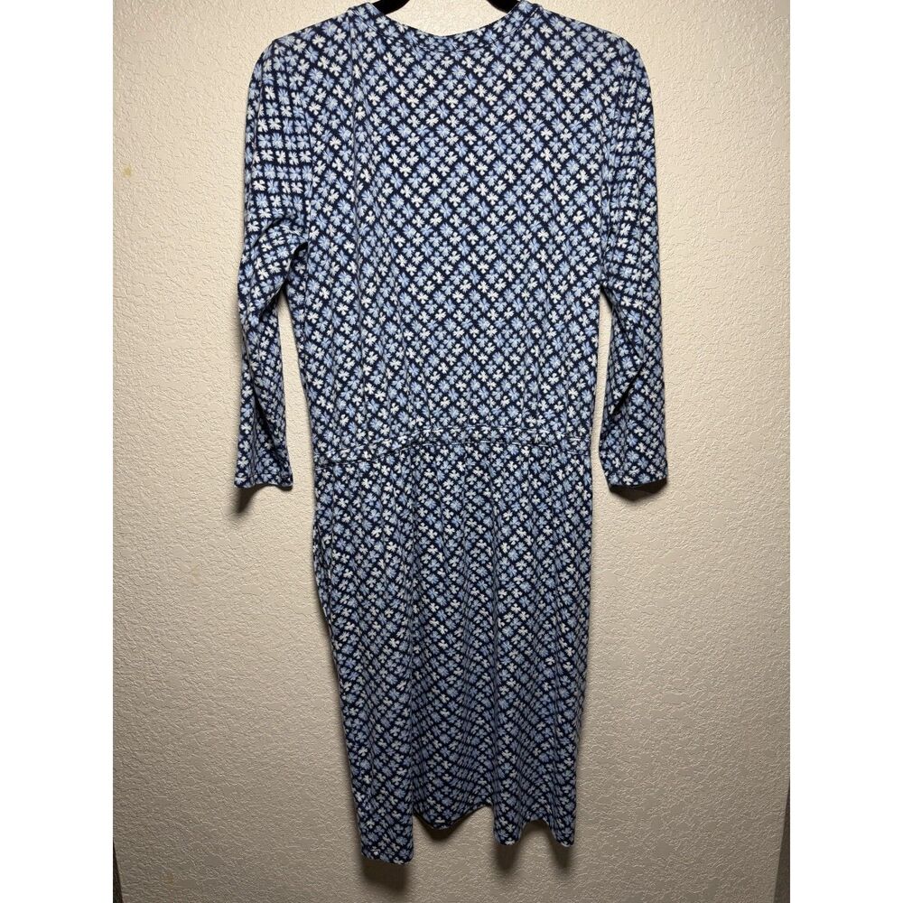 Lands' End Geo Clover Print Knee Length Dress M 10-12 Drawstring Waist Pockets - Picture 3 of 13